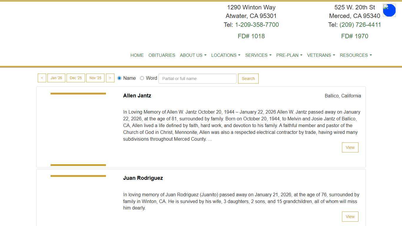 All Obituaries Wilson Family Funeral Chapels Atwater, CA