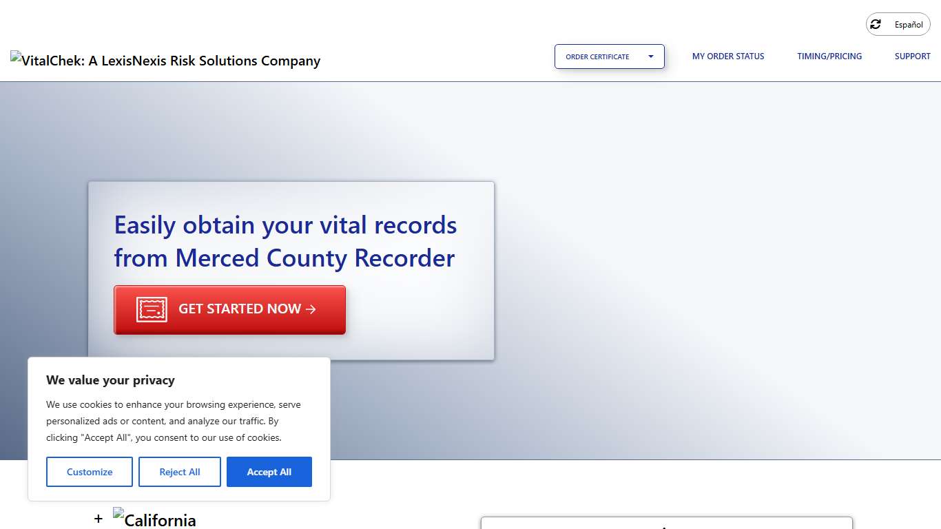 Merced County Recorder (CA) Order Certificates - VitalChek
